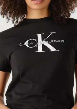 zwarte calvin klein t-shirt core monogram logo regular fit