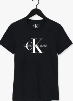 zwarte calvin klein t-shirt core monogram logo regular fit