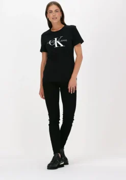 zwarte calvin klein t-shirt core monogram logo regular fit