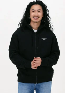 zwarte calvin klein vest stacked logo zip-through