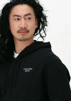 zwarte calvin klein vest stacked logo zip-through