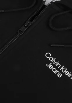 zwarte calvin klein vest stacked logo zip-through
