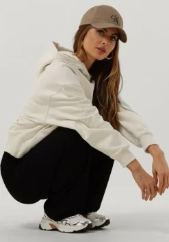 zwarte calvin klein wijde broek shiny rib wide leg pants