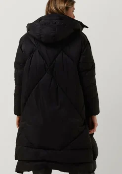 zwarte canadian gewatteerde jas eugenie recycled long