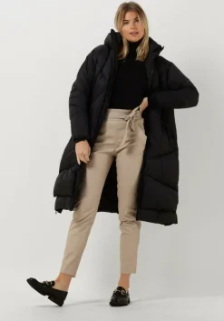zwarte canadian gewatteerde jas eugenie recycled long