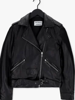 zwarte catwalk junkie leren jas jk biker babe