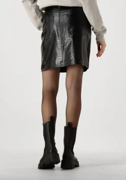 zwarte catwalk junkie minirok short textured vegan leather skirt