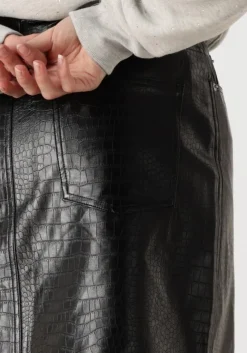zwarte catwalk junkie minirok short textured vegan leather skirt