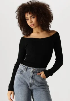 zwarte catwalk junkie tops & t-shirts rib v-neck knit