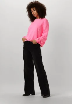 zwarte catwalk junkie wide jeans loose fit jeans with lace detail