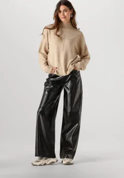 zwarte catwalk junkie wijde broek loose fit textured vegan leather trousers