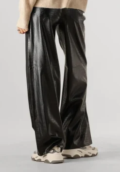 zwarte catwalk junkie wijde broek loose fit textured vegan leather trousers