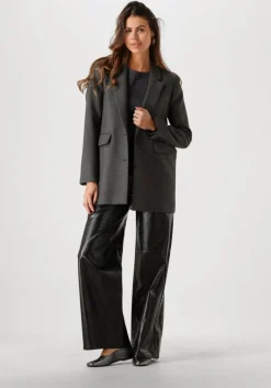 zwarte catwalk junkie wijde broek loose fit textured vegan leather trousers