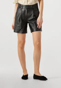 zwarte co'couture korte broek phoebecc leather pleat shorts