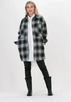 zwarte co'couture mantel edna check shirt