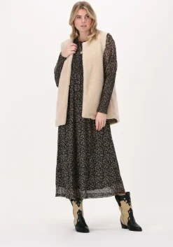 zwarte co'couture maxi jurk mesh flower smock dress