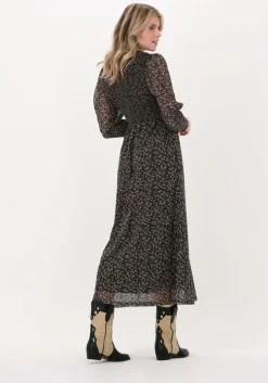 zwarte co'couture maxi jurk mesh flower smock dress