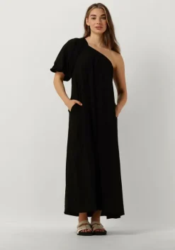 zwarte co'couture maxi jurk hera asym puff dress