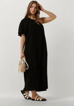 zwarte co'couture maxi jurk hera asym puff dress