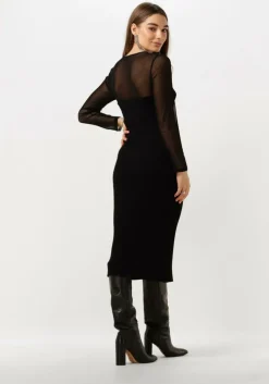 zwarte co'couture midi jurk baducc mix corset dress