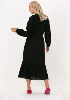 zwarte co'couture midi jurk petra frill dress