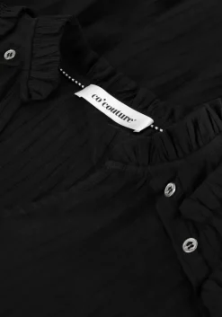 zwarte co'couture midi jurk petra frill dress