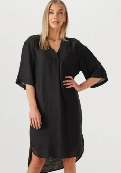 zwarte co'couture midi jurk caryncc pleat tunic dress