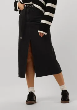 zwarte co'couture midirok vika slit demin skirt