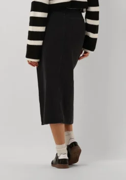 zwarte co'couture midirok vika slit demin skirt