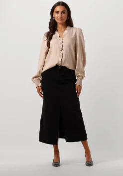 zwarte co'couture midirok vika slit demin skirt