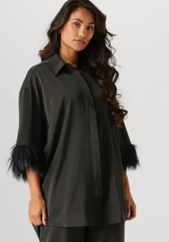 zwarte co'couture mini jurk adna cc feather shirt