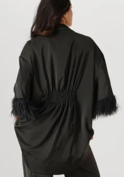 zwarte co'couture mini jurk adna cc feather shirt