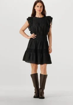 zwarte co'couture mini jurk callumcc frill pintuck dress