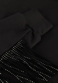 zwarte co'couture mini jurk studcc fringe sweat dress