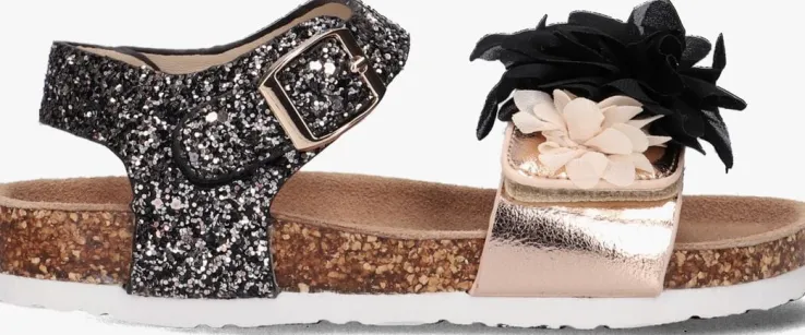 zwarte colors of california sandalen bio glitter sandal with ankle