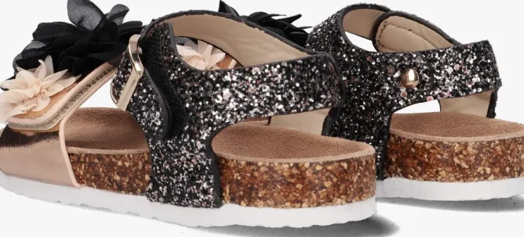 zwarte colors of california sandalen bio glitter sandal with ankle