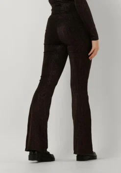 zwarte colourful rebel flared broek jolie metallic stripe flare pants