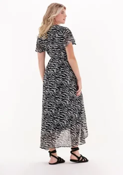 zwarte colourful rebel maxi jurk felin zebra maxi wrap dress