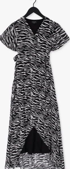 zwarte colourful rebel maxi jurk felin zebra maxi wrap dress