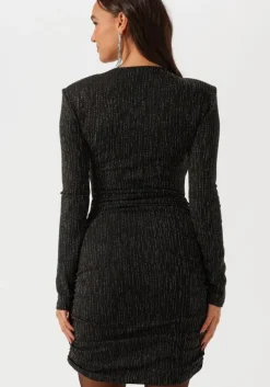 zwarte colourful rebel mini jurk bryssa lurex stripes padded dress