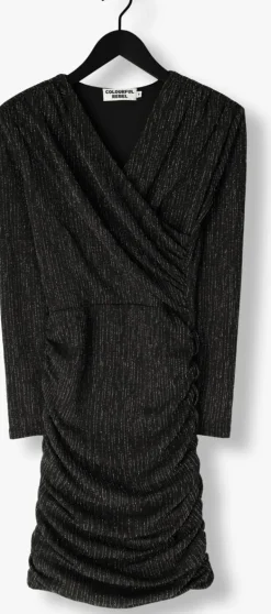 zwarte colourful rebel mini jurk bryssa lurex stripes padded dress