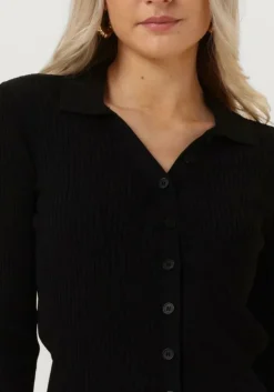 zwarte colourful rebel tops & t-shirts nori fine knit cropped longsleeve polo