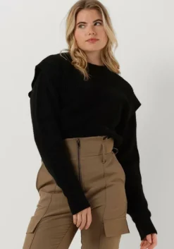 zwarte colourful rebel trui toby sleeve detail knitwear sweater