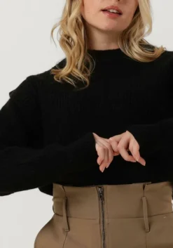 zwarte colourful rebel trui toby sleeve detail knitwear sweater