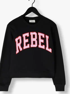 zwarte colourful rebel trui rebel patch relaxed fit