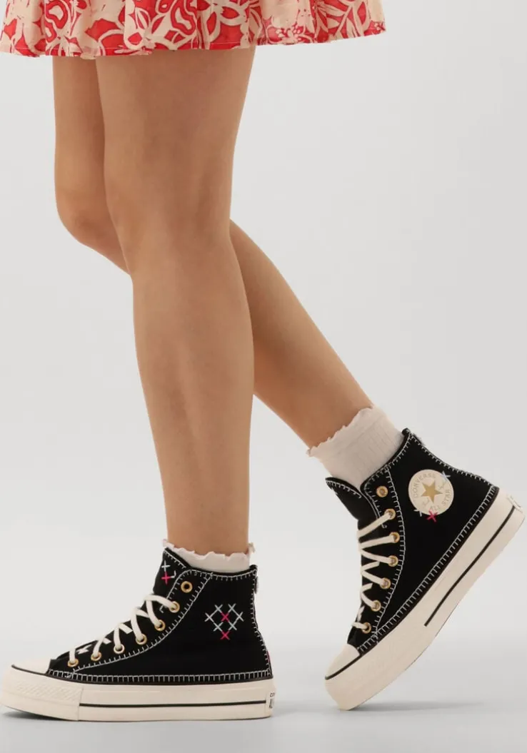 zwarte converse hoge sneakers chuck taylor all star lift crafted stitching
