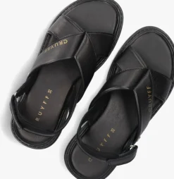 zwarte cruyff junior platte sandalen isabella