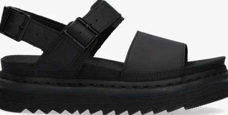 zwarte dr martens platte sandalen voss