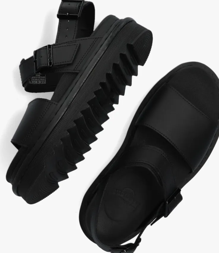 zwarte dr martens platte sandalen voss