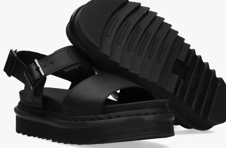 zwarte dr martens platte sandalen voss